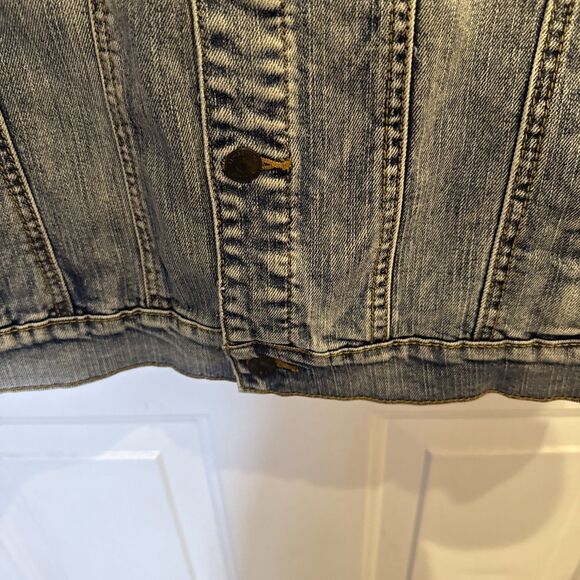 Unisex Denim Studded Vest Peace Sign Lip Service Cult Sz L GUC - Picture 8 of 13